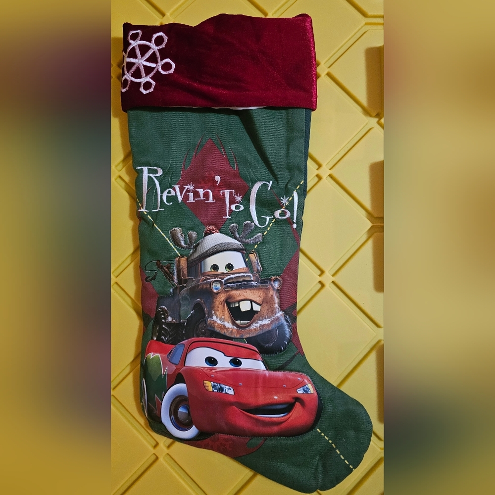 Disney Pixar Cars Lightning McQueen & Mater Christmas Stocking | “Revin’ To Go”